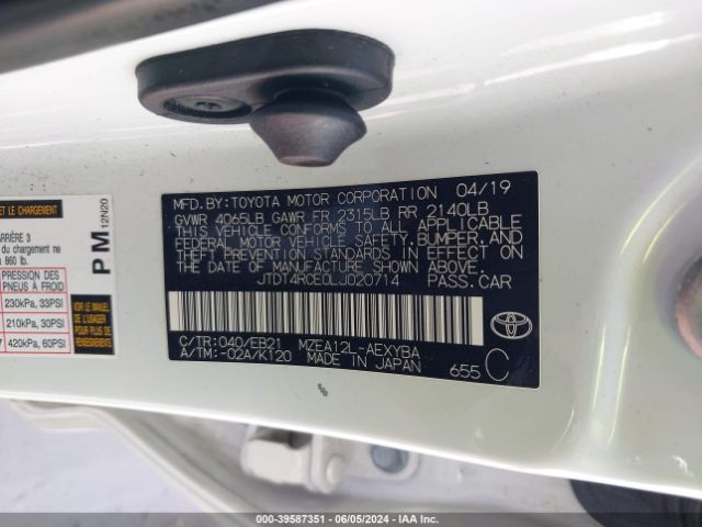 JTDT4RCE0LJ020714 Toyota Corolla Xse