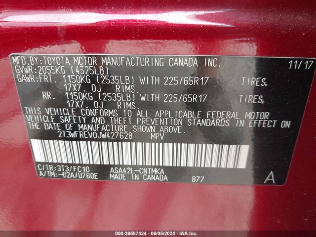 Toyota Rav4 Xle 2018 2T3WFREV0JW427628 Image 9