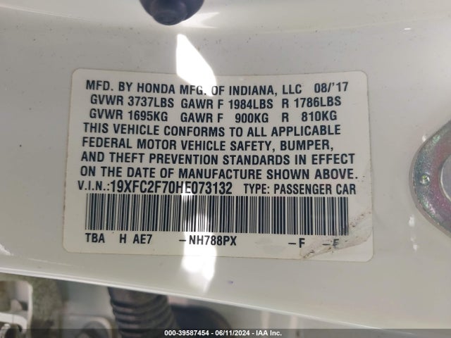Honda CIVIC EX 2017 19XFC2F70HE073132 Image 9