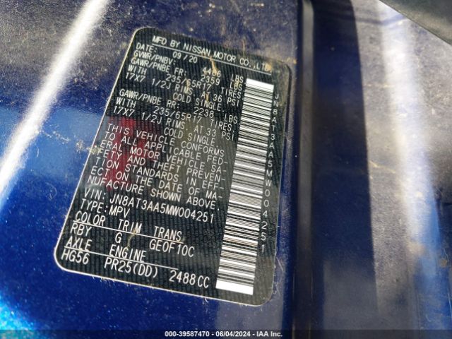 JN8AT3AA5MW004251 Nissan Rogue S Fwd