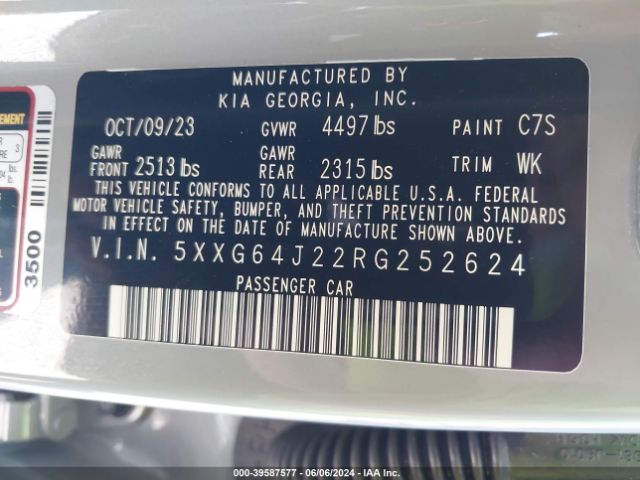 5XXG64J22RG252624 KIA K5 Gt-line