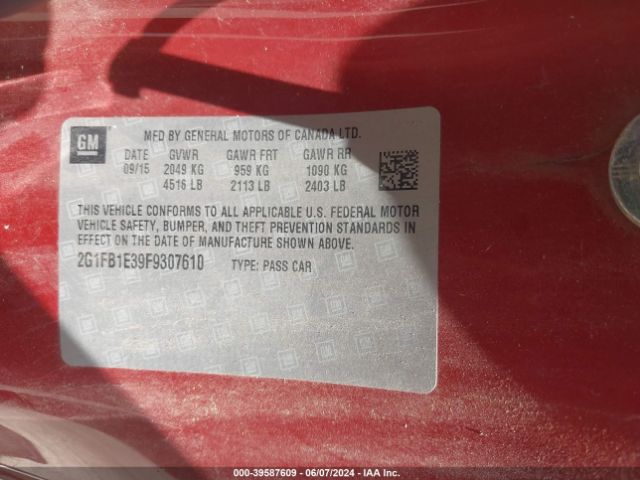 2G1FB1E39F9307610 Chevrolet Camaro 2ls