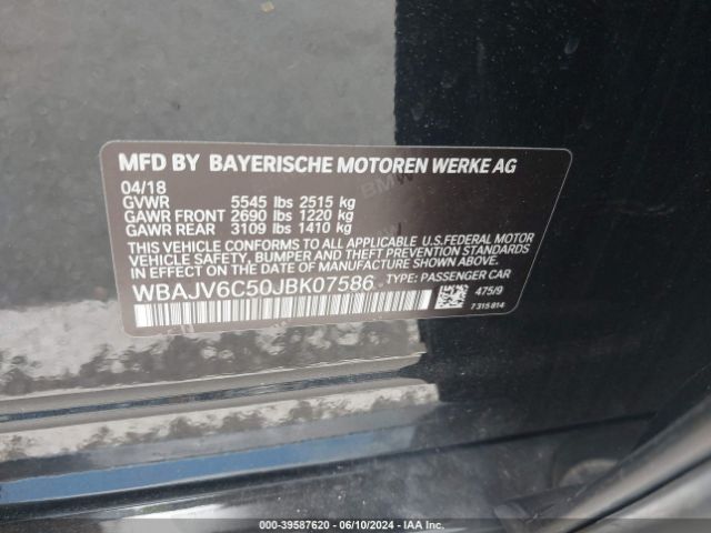WBAJV6C50JBK07586 BMW 640i Gran Turismo Xdrive