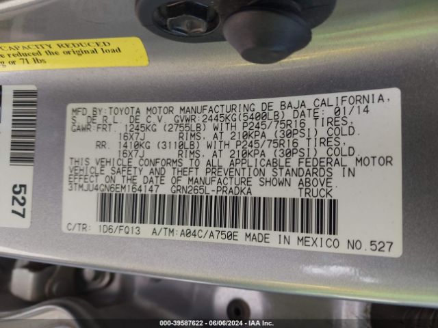 3TMJU4GN6EM164147 Toyota Tacoma Prerunner V6