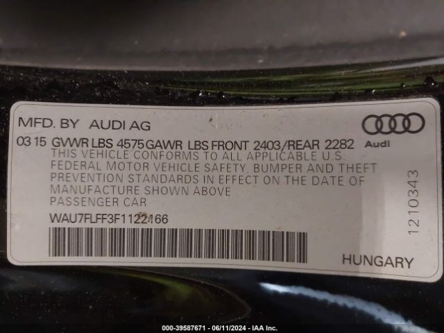 WAU7FLFF3F1122166 Audi A3 2.0t Premium