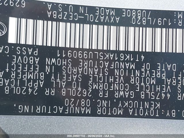 4T1K61AK5LU990911 Toyota CAMRY XSE