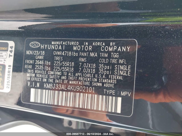 Hyundai TUCSON SEL 2019 KM8J33AL4KU902101 Image 9