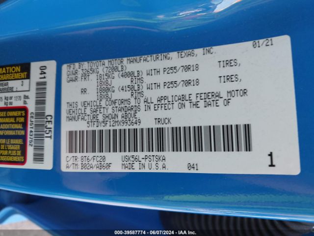 5TFDY5F12MX993649 Toyota Tundra Sr5