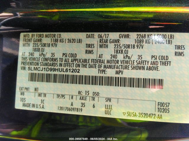 5LMCJ1D99HUL61202 Lincoln Mkc Premiere