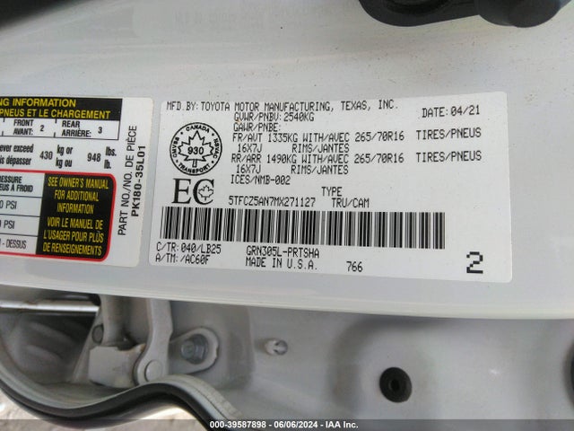 Toyota Tacoma Trd Pro 2021 5TFCZ5AN7MX271127 Image 9