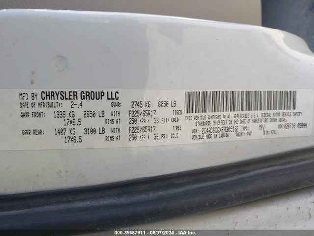 Dodge Grand Caravan Sxt 2014 2C4RDGCGXER305192 Image 9