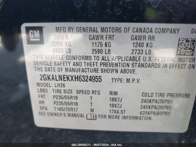 2GKALNEKXH6324955 GMC Terrain Sle-2