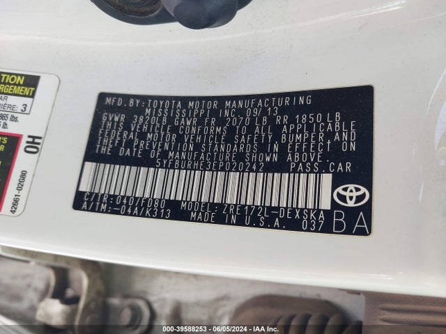 Toyota Corolla S Plus 2014 5YFBURHE3EP020242 Image 9