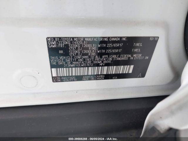 2T3RWRFV2LW051612 Toyota Rav4 Xle Hybrid