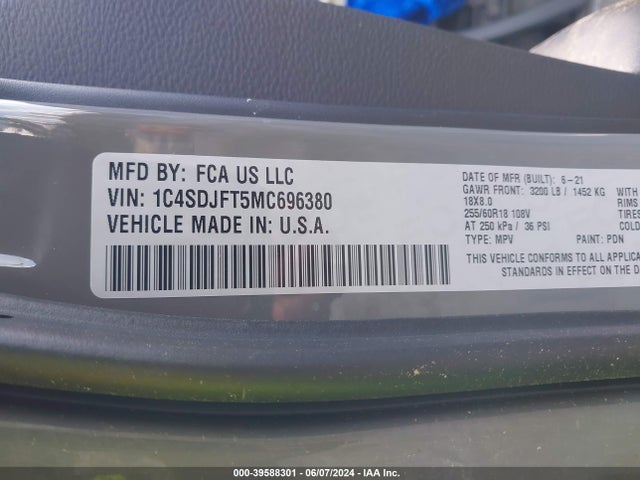 Dodge Durango Pursuit Awd 2021 1C4SDJFT5MC696380 Image 9