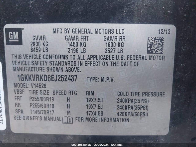 1GKKVRKD8EJ252437 GMC Acadia Slt-1