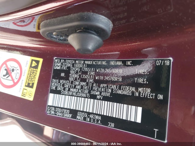 5TDBZRFH0JS898615 Toyota Highlander Le