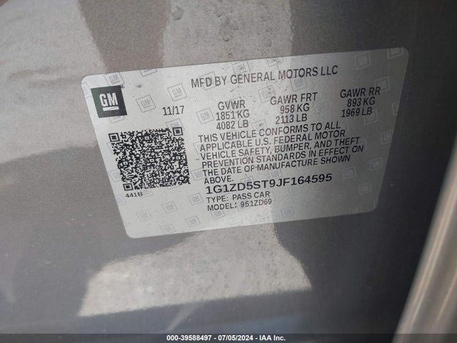Chevrolet MALIBU LT 2018 1G1ZD5ST9JF164595 Image 9