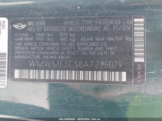 2010 MINI COOPER WMWMF3C58ATZ25079 Photo 8