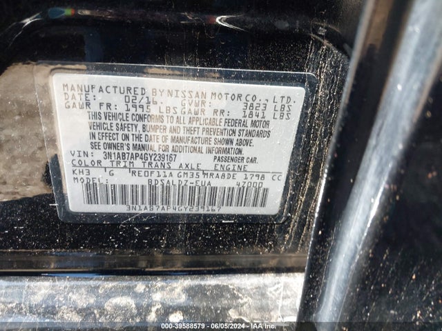 Nissan SENTRA SV 2016 3N1AB7AP4GY239167 Image 9