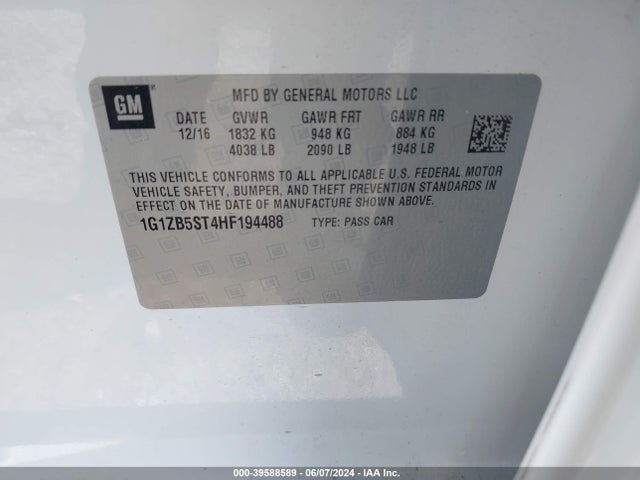 Chevrolet MALIBU LS 2017 1G1ZB5ST4HF194488 Image 9