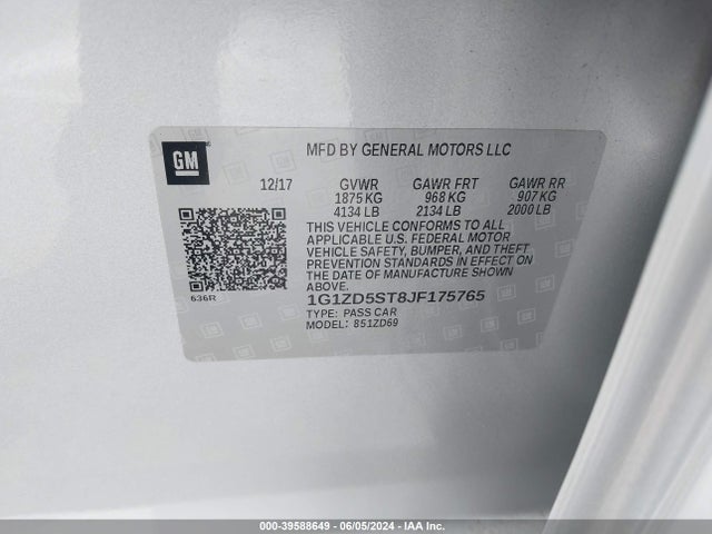 Chevrolet MALIBU LT 2018 1G1ZD5ST8JF175765 Image 9