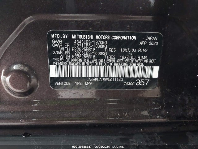 JA4ARUAU9PU011143 Mitsubishi Outlander Sport 2.0 Es Awc/2.0 Le Awc/2.0 Ralliart Awc/2.0 S Awc/2.0 Se Awc