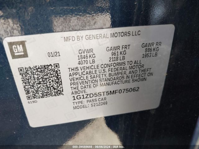 2021 CHEVROLET MALIBU 1G1ZD5ST5MF075062 Photo 8