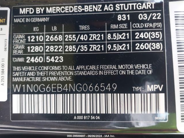 W1N0G6EB4NG066549 Mercedes-Benz Amg Glc 43 4matic
