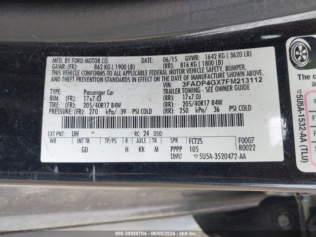 Ford FIESTA ST 2015 3FADP4GX7FM213112 Image 9