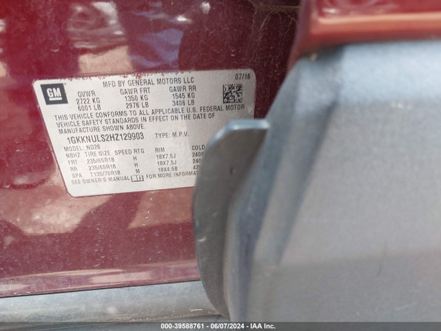1GKKNULS2HZ129903 GMC Acadia Slt-1