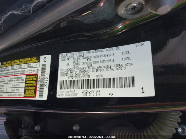 Toyota Tundra Sr5 2020 5TFDY5F18LX933759 Image 9