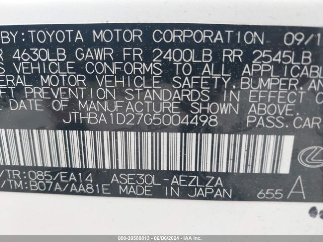 JTHBA1D27G5004498 Lexus IS 200T