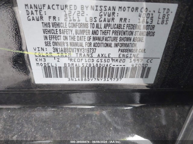 Nissan Sentra Sr Xtronic Cvt 2022 3N1AB8DV7NY319737 Image 9