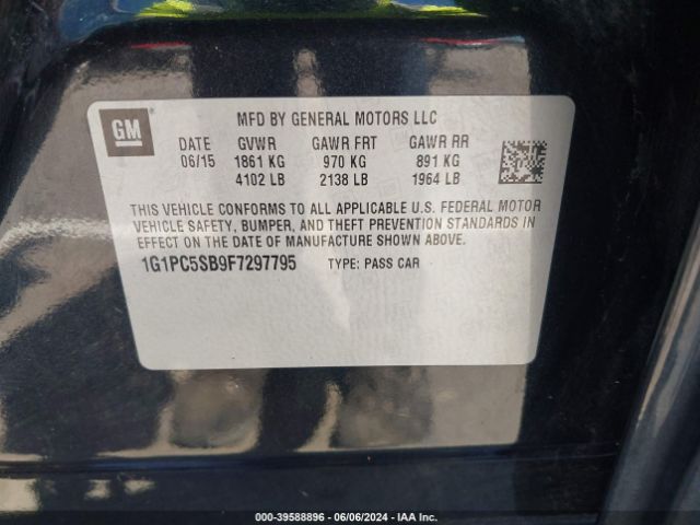 1G1PC5SB9F7297795 Chevrolet Cruze 1lt Auto
