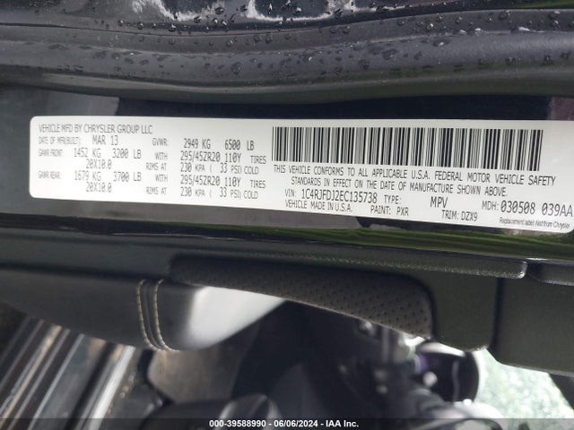 1C4RJFDJ2EC135738 Jeep Grand Cherokee Srt8