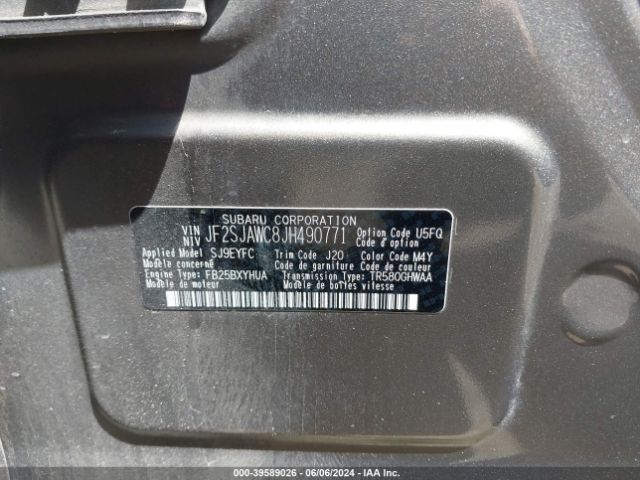 JF2SJAWC8JH490771 Subaru Forester 2.5i Touring