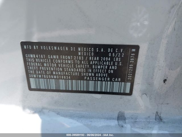 3VW7M7BU9NM018834 Volkswagen Jetta 1.5t Se