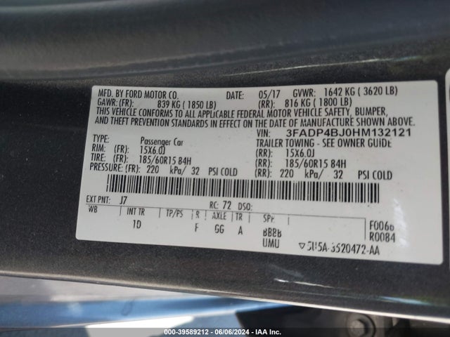 Ford FIESTA SE 2017 3FADP4BJ0HM132121 Image 9