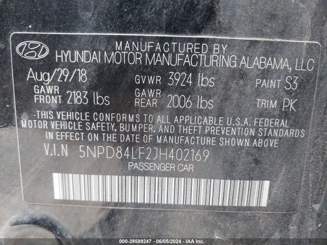 Hyundai Elantra Value Edition 2018 5NPD84LF2JH402169 Image 9