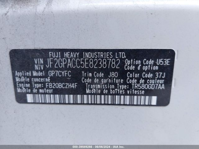 JF2GPACC5E8238782 Subaru Xv Crosstrek 2.0i Premium