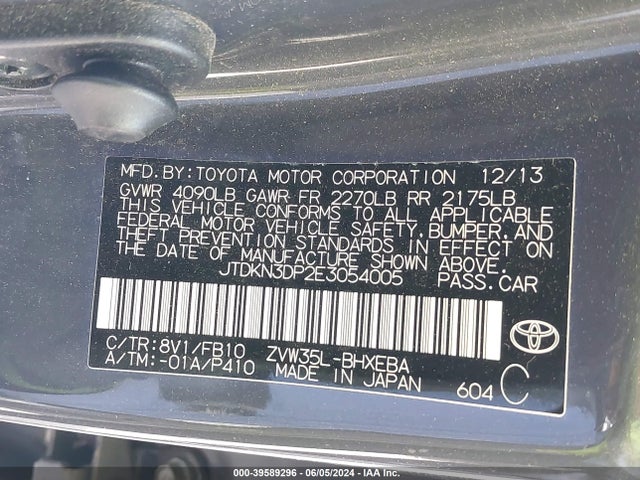 Toyota PRIUS PLUG-IN 2014 JTDKN3DP2E3054005 Image 9