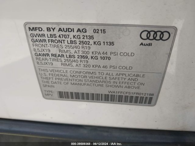 WA1FFCFS1FR012188 Audi Q3 2.0t Premium Plus