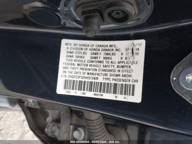 2HGFC2F52HH573409 Honda Civic Lx