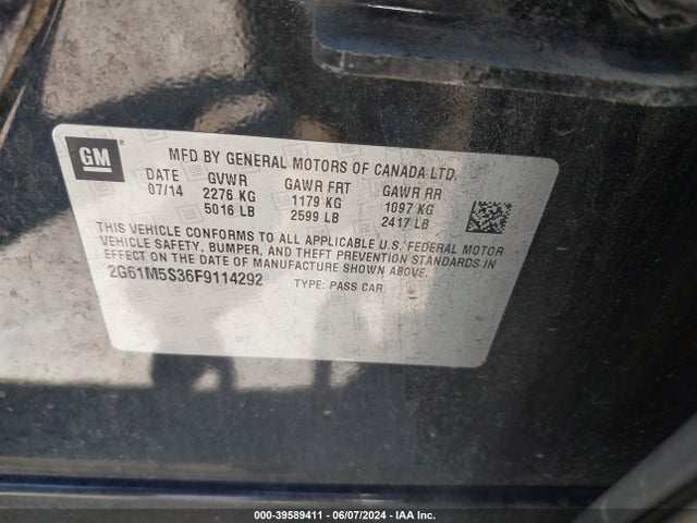 2G61M5S36F9114292 Cadillac XTS LUXURY