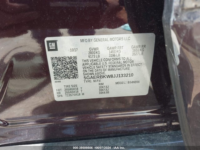 5GAERBKW8JJ133210 Buick Enclave Essence