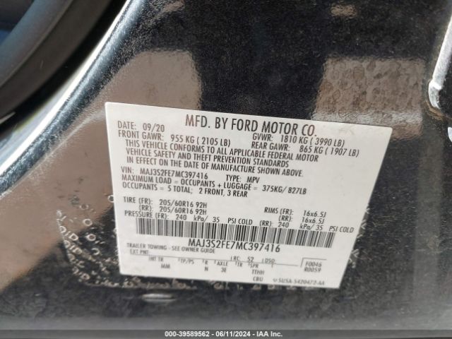 MAJ3S2FE7MC397416 Ford ECOSPORT S