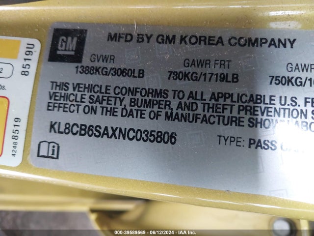 Chevrolet Spark Fwd Ls Automatic 2022 KL8CB6SAXNC035806 Image 9