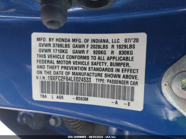 19XFC2F64LE024533 Honda Civic Lx