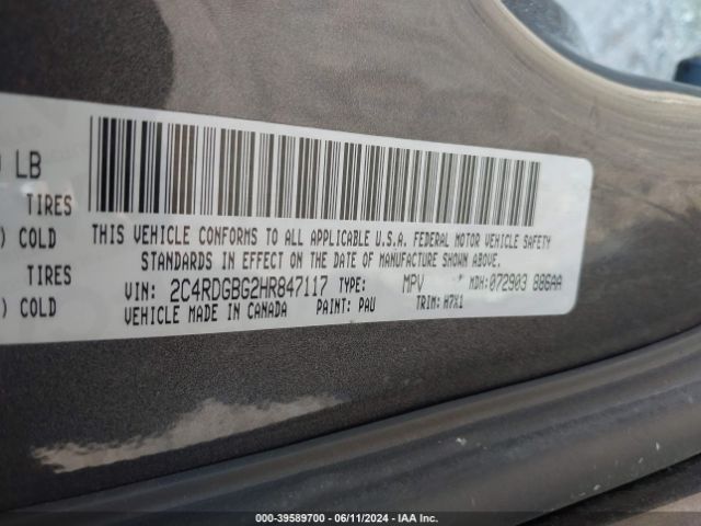 2C4RDGBG2HR847117 Dodge Grand Caravan Se